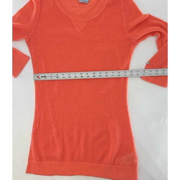 Columbia Open Knit Coral Orange 3/4 Sleeve Pullover Cotton Shirt Tunic L Beach - Picture 9 of 10
